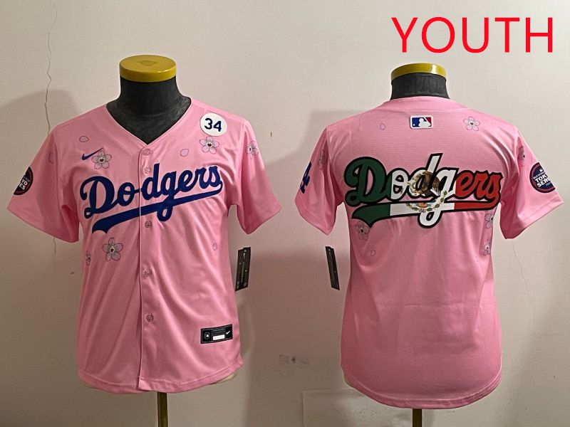 Youth Los Angeles Dodgers Blank Pink Sakura Edition 2025 Nike MLB Jersey style 10->youth mlb jersey->Youth Jersey
